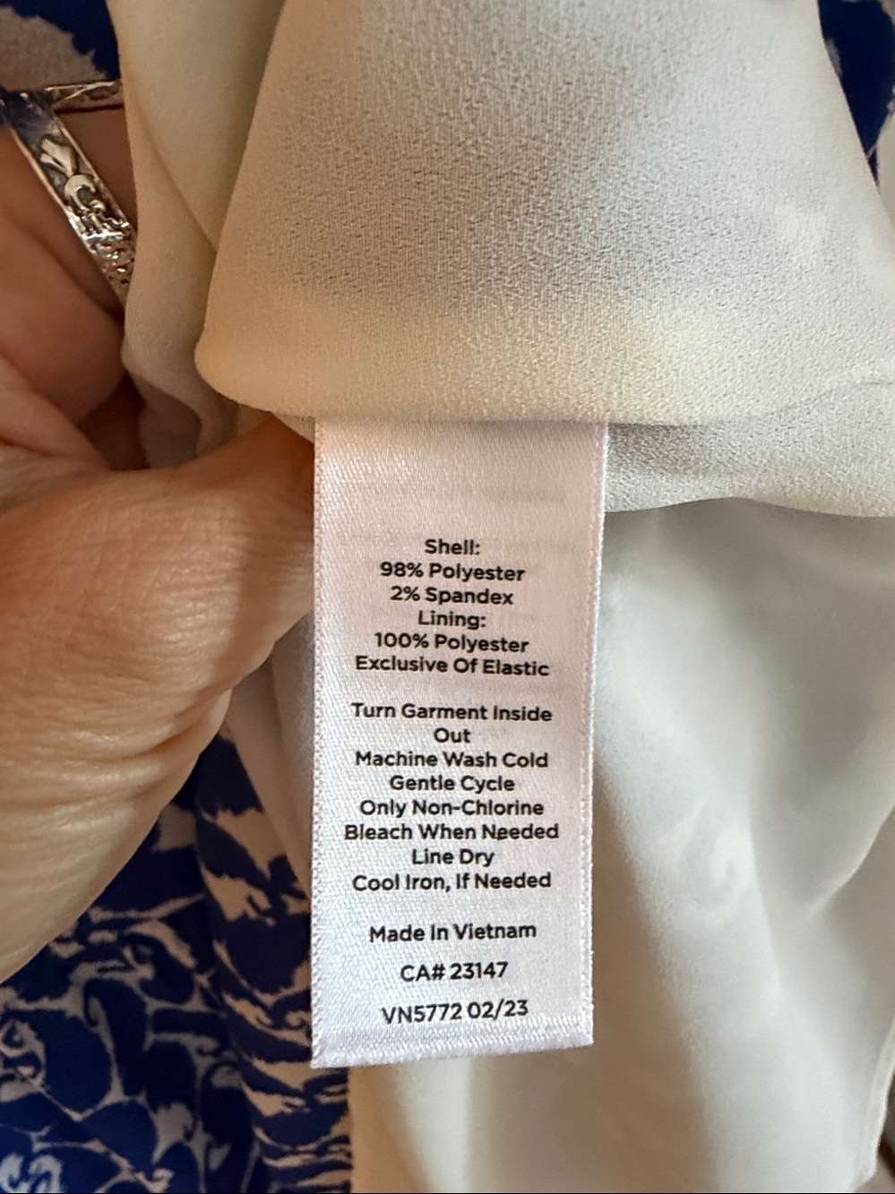 Talbots Royal Blue and White Printed V-Neck Midi Dress - Picture 6 of 6